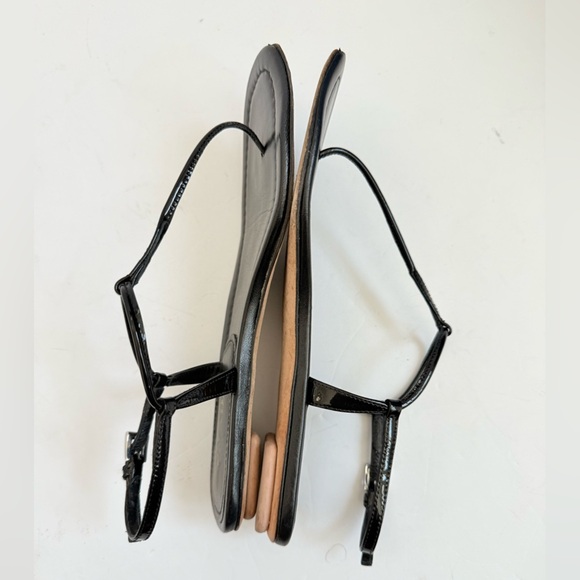 Prada Black Patent Leather open square toe flat thong sandals EU 37 - Picture 6 of 11
